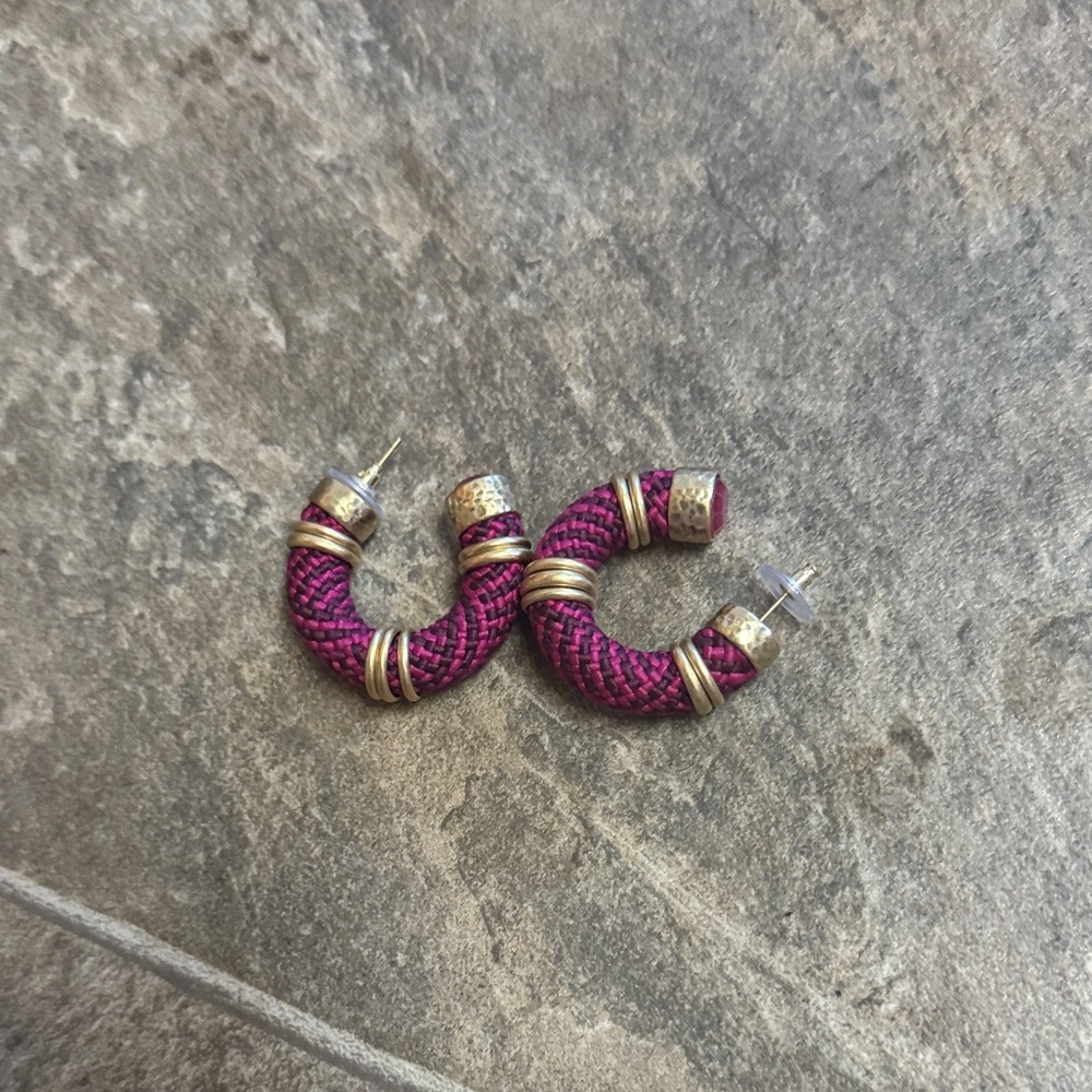 Kendra Scott Gold and Pink Woven Earrings